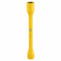 This 19 mm torque limiting socket stick is constructed from chrome molybdenum/steel with a honey yellow finish. Designed for use with 1/2 in size air impact tools, it helps prevent over-torquing during wheel installation, supporting consistent fastening in vehicle maintenance and repair applications
