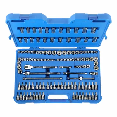 WESTWARD Set Kunci Sok: 3/8 in Drive, 125 Buah, 12-Point/6-Point/8-Point - SAE & Metric Socket Sets with Bit Sockets & Drive Tools