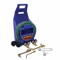 This portable outfit is configured for medium to heavy duty acetylene welding, cutting, and brazing. It includes a regulator with a CGA 200 fuel connection. Suitable for maintenance, repair, and fabrication tasks in industrial settings