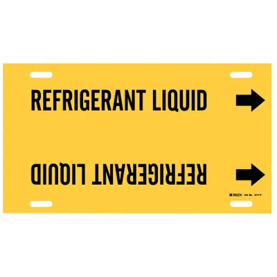 BRADY Penanda Pipa: Cairan Refrigeran, Kuning, Hitam, Cocok untuk Diameter Luar Pipa 6 hingga 7 7/8 in - Refrigerant Liquid Strap-On Pipe Markers