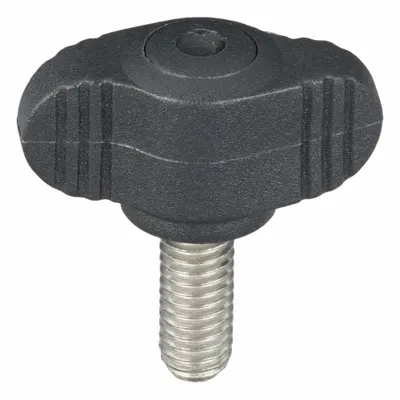 Kenop Tangan KIPP: Sayap, Plastik dengan Ulir SS, Ulir M6, Panjang Ulir 15 mm - Wing Knobs with Threaded Stud