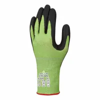 SHOWA Knit Gloves: L ( 8 ), ANSI Cut Level A6, Palm, Dipped, Microporous Nitrile, Nitrile, 1 PR (MPN XC820L-08)