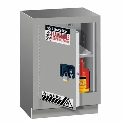 JUSTRITE Lemari Bahan Mudah Terbakar: 21 5/8 in Kedalaman Keseluruhan, 24 in Lebar Keseluruhan, 35 3/4 in Tinggi Keseluruhan - Fume Hood Cabinets