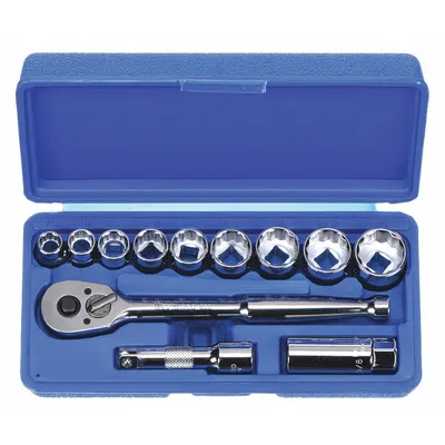 WESTWARD Set Kunci Sok: 3/8 in Drive, 12 Buah, 12-Point, SAE - SAE Socket Sets with Drive Tools
