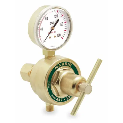 HARRIS Regulator Gas: Satu Tahap, CGA 025 Inlet, 9/16"-18 M LH Outlet, 50 psig - Fuel Gas Regulators