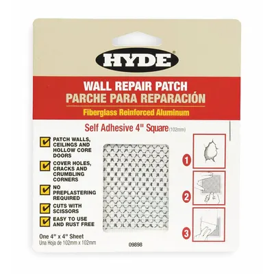 HYDE Tambalan Dinding: Tambalan Perbaikan Dinding, 4 in x 4 in - Drywall Patches & Tape