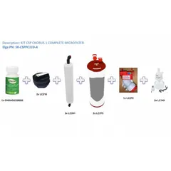 This kit provides replacement parts, filters, stands, and switches for water purification systems. It delivers up to 10 liters per hour of purified water, suitable for laboratory, healthcare, and industrial applications requiring consistent water quality.