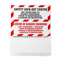 Wall-mounted lockout station made of acrylic with an open-front cover. Unfilled, supplied without padlocks, allowing custom configuration. Accommodates 1 to 20 lockout devices. Suitable for organizing lockout/tagout equipment in industrial facilities