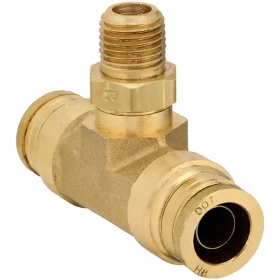 PARKER Fitting Tee Push-Fit: 1/2 in OD x 3/8 in Ukuran Fitting Pipa - Brass Air Brake Fittings