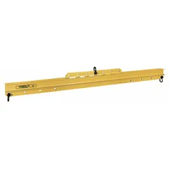 Adjustable low-headroom lifting-spreader beam with a 10,000 lb working load limit. Designed for stable, balanced lifting of heavy loads in confined vertical spaces. Reduces load sway and helps prevent damage to lifted materials. Suitable for industrial rigging applications in construction, manufacturing, and warehousing.