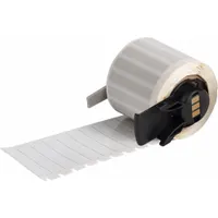 This precut label roll consists of 750 white gloss polyimide labels, each measuring 1/4 in x 1 1/2 in. Designed for use with the BMP71 printer (media adapter required), these labels are suited for industrial identification applications where resistance to heat and chemicals is needed