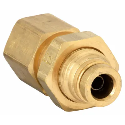 PARKER Push-Fit Adapter Fitting: 1/4 in OD x 1/4 in Pipe Fitting Size, Push-to-Connect x FNPTF - Brass Air Brake Fittings