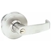 This chrome-finished thumbpiece pull trim is designed for use with exit push bars on doors up to 48 inches wide. It features a night latch lever style and is ADA compliant, suitable for commercial egress applications. Not ligature-resistant