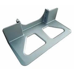 This die-cast aluminum nose plate serves as a replacement accessory for hand trucks. It provides a wear-resistant surface at the base of the truck to support loads during transport and reduce frame wear. Compatible with select hand truck models.