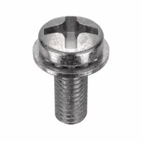 M3x0.50 thread, 8 mm length, stainless steel, plain finish, pan head, #2 drive size. Integrated internal tooth lock washer resists loosening from vibration. Suitable for electrical grounding, panel assembly, and general machinery fastening. 25-piece pack