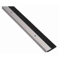 This aluminum door sweep is a single-fin insert type designed to seal the gap at the bottom of a door. It measures 48 inches in length and 2 7/16 inches in width. Commonly used on commercial or industrial entry doors to block drafts, dust, insects, and light