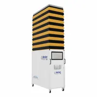 This particle containment unit measures 73 inches in length and 120 inches in height. It is designed to capture airborne contaminants in industrial environments where air quality control is required