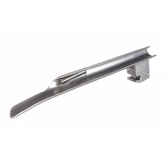 Reusable stainless steel Miller blade with fiber optic illumination for endotracheal intubation. Size 2, overall length 6 1/8 in, silver finish. Suitable for use in hospitals and clinics requiring a Miller-style blade.
