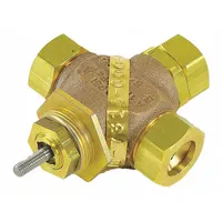 Hydronic globe valve for regulating water flow in HVAC heating and cooling systems. Used in commercial buildings, district energy plants, and industrial process loops for precise temperature control. Replacement part for HVACR pumps, valves, and tubing applications