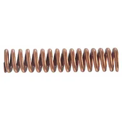 Cylindrical die spring with closed, ground ends, made from silicon wire. Series US. Length 2 1/2 in. Sold in a 10-pack. Used in stamping dies, metal forming tools, and industrial presses to absorb shock and return components to position.