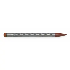 Steel drive well point with 1-1/4 in outside diameter and 30 in overall length. Used for accessing shallow groundwater in water well installations, driven into the ground to draw water from aquifers.