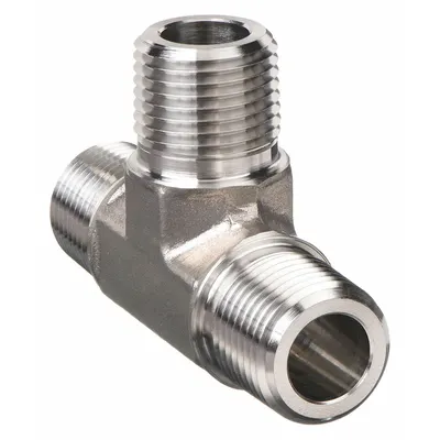 PARKER Tee Pipa Logam: Tee (Run x Run x Cabang), Baja Tahan Karat 316, 3/8 in x 3/8 in x 3/8 in - Extreme Pressure Instrumentation Pipe Fittings