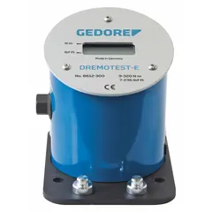 This bench-mount torque tester from GEDORE accepts drive sizes of 1/2 in, 1/4 in, 1 in, 3/4 in, and 3/8 in. It measures torque from 9 N-m to 55 N-m, suitable for verifying and calibrating torque wrenches and tools in assembly and quality control applications.