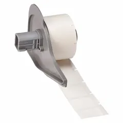 Vinyl wraparound label, black on white, sized 1 in x 3/4 in. Designed for wire gauges from 10 AWG to 4 AWG. Compatible with M710 printer series; requires M7-R6200 ribbon. Used for permanent identification of wires in electrical and instrumentation applications.