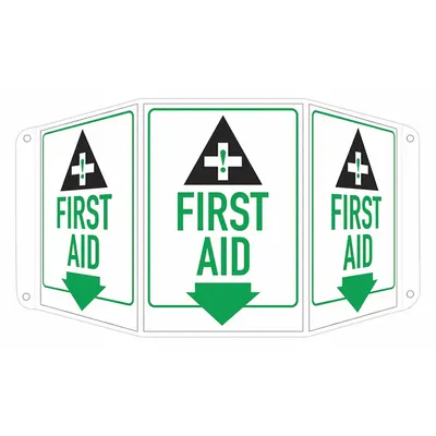 LYLE Rambu Keselamatan: Aluminium, Lubang Pemasangan Rambu - Tri-Bend Projection First Aid Signs