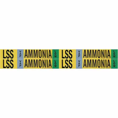 Penanda Pipa BRADY: LSS, VAP, Rendah, Cocok untuk Diameter Luar Pipa 3/4 hingga 2 3/8 in, 4 Penanda Pipa - Ammonia Adhesive Pipe Markers
