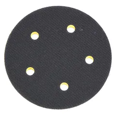 This threaded-shank backing pad is designed for use with hook-and-loop sanding discs. It features a 5/16"-24 threaded-shank tool connection and a low-profile vacuum-hole design for dust extraction during sanding and finishing applications.