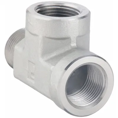 PARKER Tee Pipa Logam: 3/4 in x 3/4 in x 3/4 in, 3.000 psi, Baja - Threaded High-Pressure Pipe Fittings