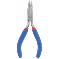 Bent Needle Nose Plier: 1 in Max Jaw Opening, 4 1/2 in Overall Lg, 7/8 in Jaw Lg, 1/8 in Tip Wd