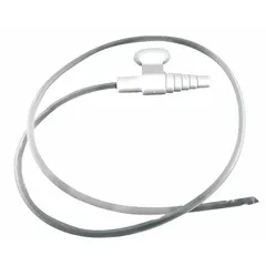 Suction catheter with 10 Fr size for removal of secretions or fluids from a patient's airway. Suitable for use in medical suction procedures.