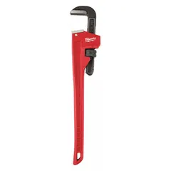 This straight pipe wrench features serrated jaws and a 3-inch jaw capacity for gripping and turning pipes, fittings, and round objects. With a 24-inch overall length and ergonomic design, it is suited for plumbing, maintenance, and construction tasks.
