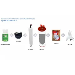 Replacement kit for ELGA Chorus 1 water purification systems. Includes filters, stands, and switches to maintain system performance. Rated for 10 liters per hour output. Suitable for laboratory water purification applications.