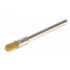 This WEILER brush is a nonsparking light-cleaning tool for soft metals, featuring a 3/16 in diameter, 0.003 in fill diameter, and 1/8 in shank. The crimped brass construction prevents sparks, making it suitable for cleaning in environments where static or ignition risks exist. It is commonly used for precision cleaning in confined spaces.