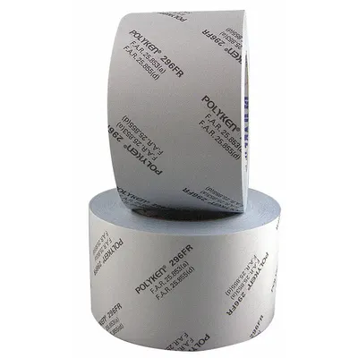 Selotip Saluran POLYKEN: Tugas Berat, Putih, Lebar 3 in, Panjang 36 yd, Tebal 7 mil, 296FR - Flame-Retardant Duct Tape