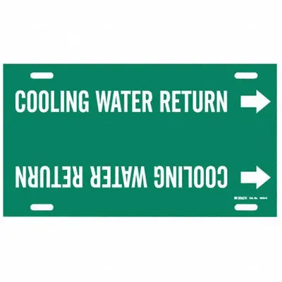 BRADY Penanda Pipa: Pengembalian Air Pendingin, Hijau, Putih, Cocok untuk Diameter Luar Pipa 10 hingga 15 in - Cooling Water Return Strap-On Pipe Markers