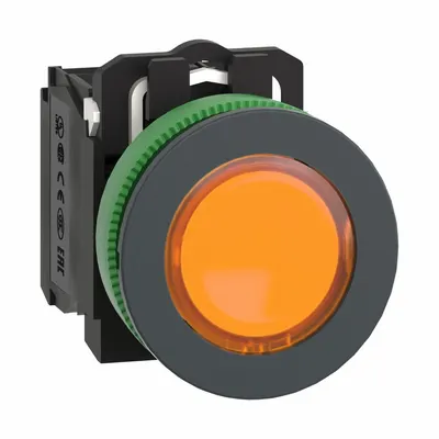 SCHNEIDER Tombol Tekan Bercahaya: Bercahaya, Profil Rata, Non-Logam, 30 mm - Illuminated Flush-Mount Push Buttons