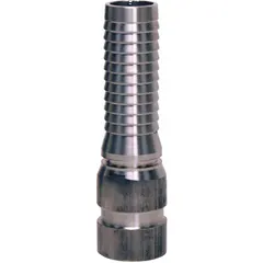 This multipurpose barbed combination nipple is designed for air, water, and chemical transfer applications. It features a steel x steel construction with a straight configuration, no knurl, and a hose barb x grooved connection type. The fitting size is 4 in x 4 in, suitable for 4 in hose I.D. connections.