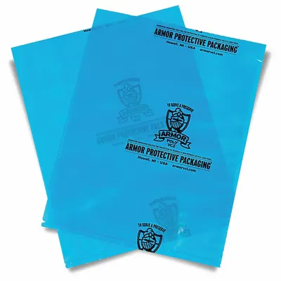 ARMOR POLY Kantong Terbuka: Tebal 4 mil, Lebar 9 in, Panjang 12 in, Biru, Kemasan Karton - VCI Open-Ended Poly Bags