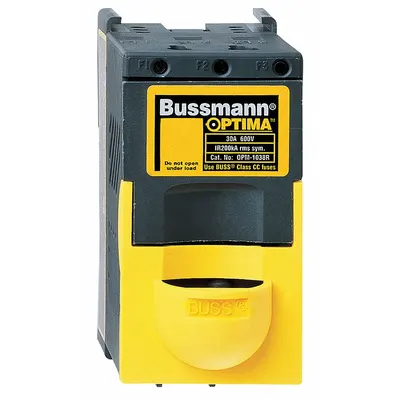 Blok Sekering BUSSMANN: Aman Jari, 3 Kutub, 600 V AC, Pemasangan Rel DIN/Panel - Midget Fuse Blocks
