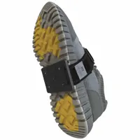 Strap-on traction device with 5 tungsten carbide spikes per shoe for secure footing on snow. Overall width of 1 inch per pair. Suitable for walking on icy or snowy surfaces when attached over boots or shoes