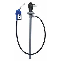 This air-operated pump is designed for transferring diesel exhaust fluid (DEF) in industrial and automotive drum pumping applications. It features a polypropylene suction tube and a stainless steel nozzle, with a maximum flow rate of 8 gpm and a 1/8 in FNPT connection in an auto configuration.