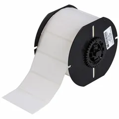 Acrylic label roll with permanent adhesive, 1,000 labels per roll. Halogen-free material. Compatible with i5300 printer series. Used for industrial identification and labeling in manufacturing, electrical, and facility management.