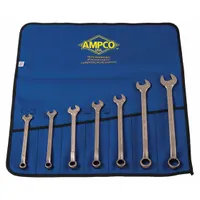 AMPCO Combination Wrench Set: Aluminum Bronze, Natural, 7 Tools, 8 mm to 22 mm Range of Head Sizes (MPN M-41M)