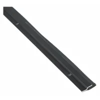 This metal leaf weatherstripping seals gaps around doors to block drafts, dust, and moisture. It features an aluminum flange and a neoprene insert. Dimensions: 3 ft length, 1 1/8 in width, 1 3/16 in height