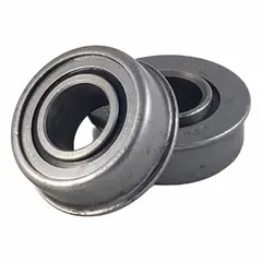 Single-row (1 PR) bearing for conveyor rollers, with 5/8 in axle size, 1.38 in bearing OD, and 1 1/2 in flange outside diameter. Fits 1-1/2 in (16 Gauge) pipe. Load rating 419 lb. Used in material handling systems for light-to-medium duty package or bulk handling conveyors.
