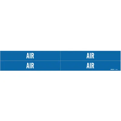 Penanda Pipa BRADY: Udara, Biru, Putih, Cocok untuk Pipa O.D. 3/4 hingga 2 3/8 in, 4 Penanda Pipa - Air Adhesive Pipe Markers